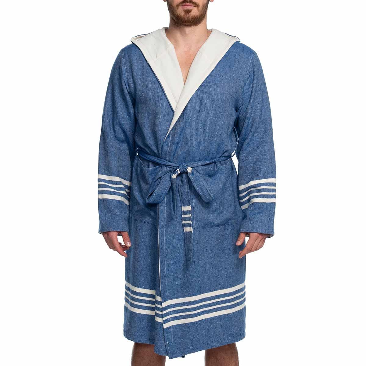 Krem Sultan Double Bathrobe with Hood Royal Blue