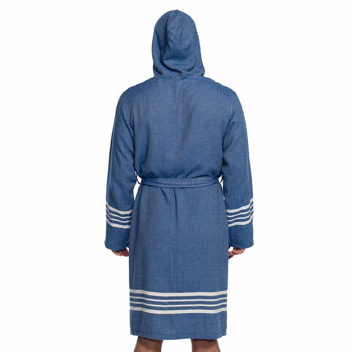 Krem Sultan Double Bathrobe with Hood Royal Blue