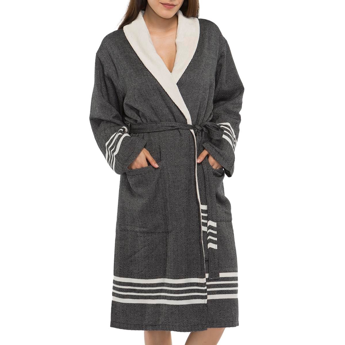 Krem Sultan Bathrobe with Terry Lining Black