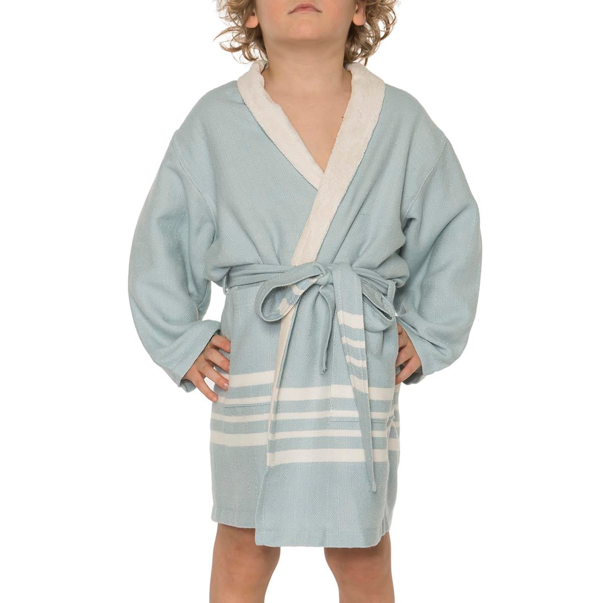 Krem Sultan with Terry Lining Kids Bathrobe Light Blue