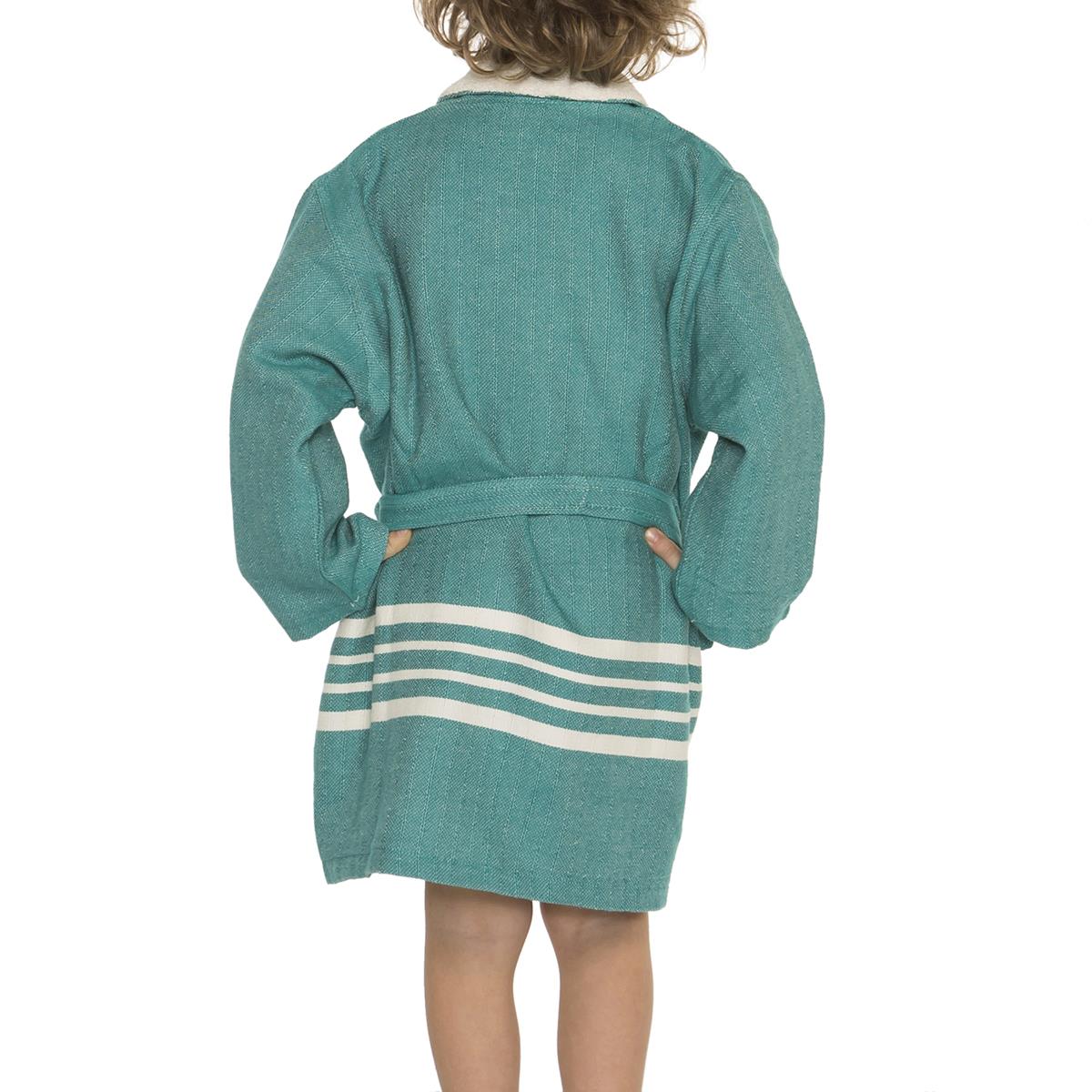 Krem Sultan with Terry Lining Kids Bathrobe Fanfare Green