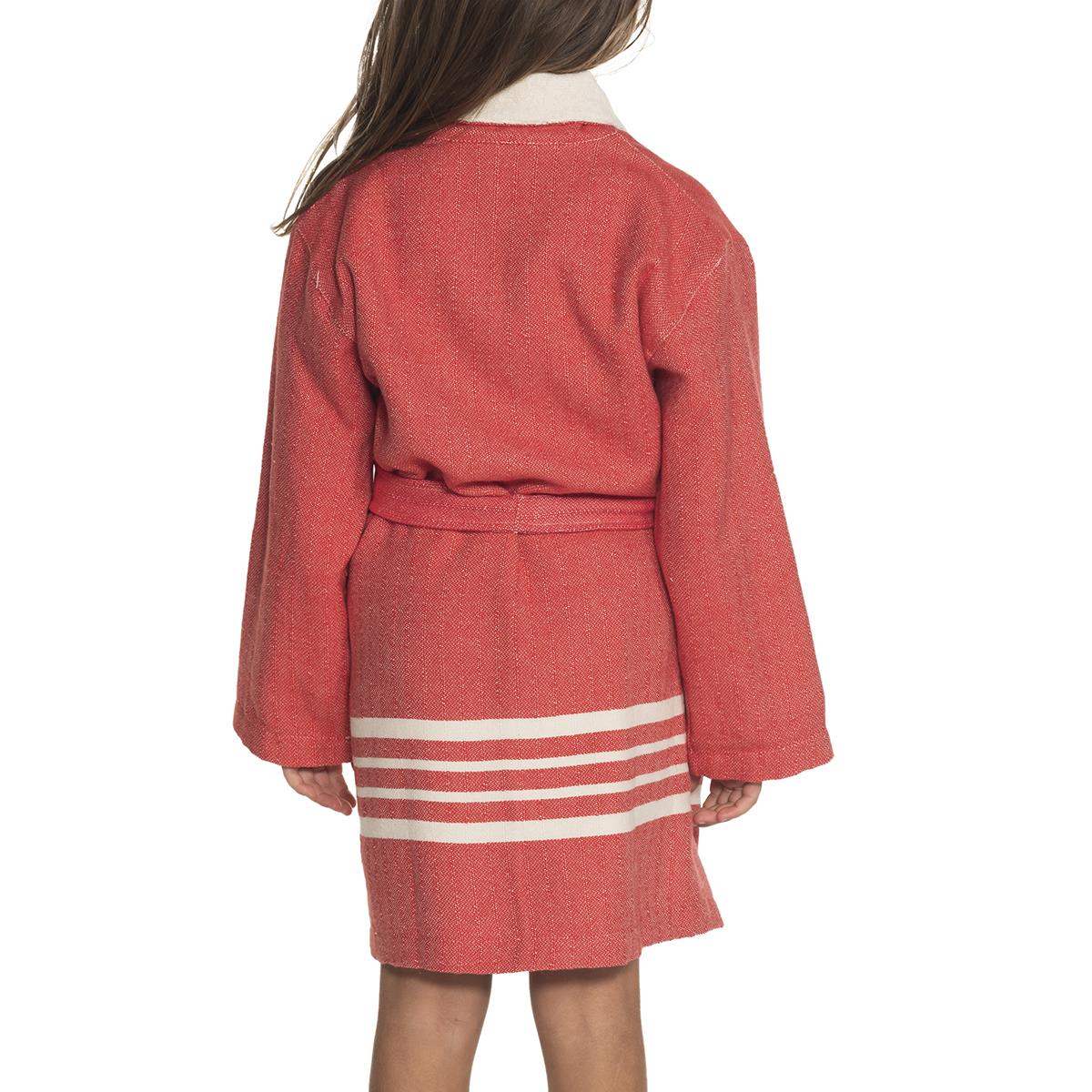 Krem Sultan with Terry Lining Kids Bathrobe Red
