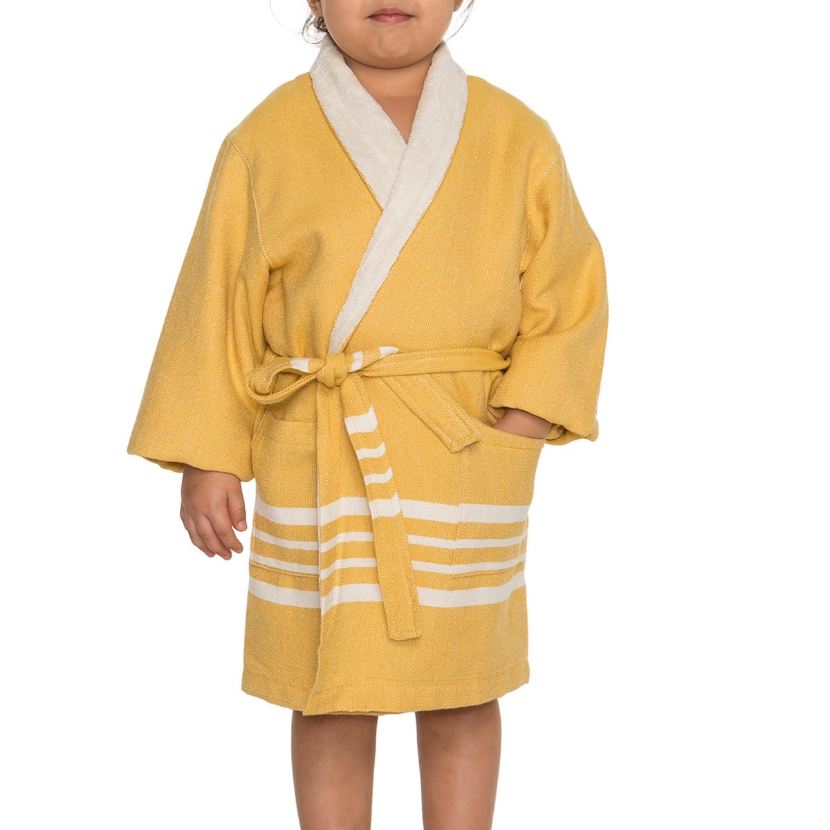 Krem Sultan with Terry Lining Kids Bathrobe Yellow