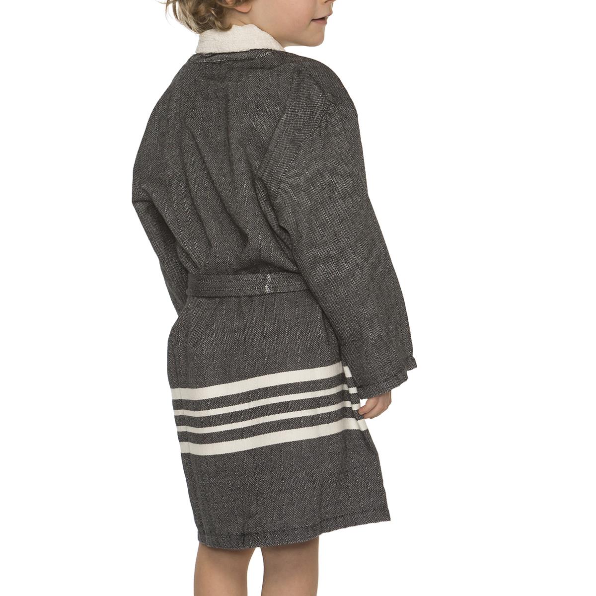 Krem Sultan with Terry Lining Kids Bathrobe Black