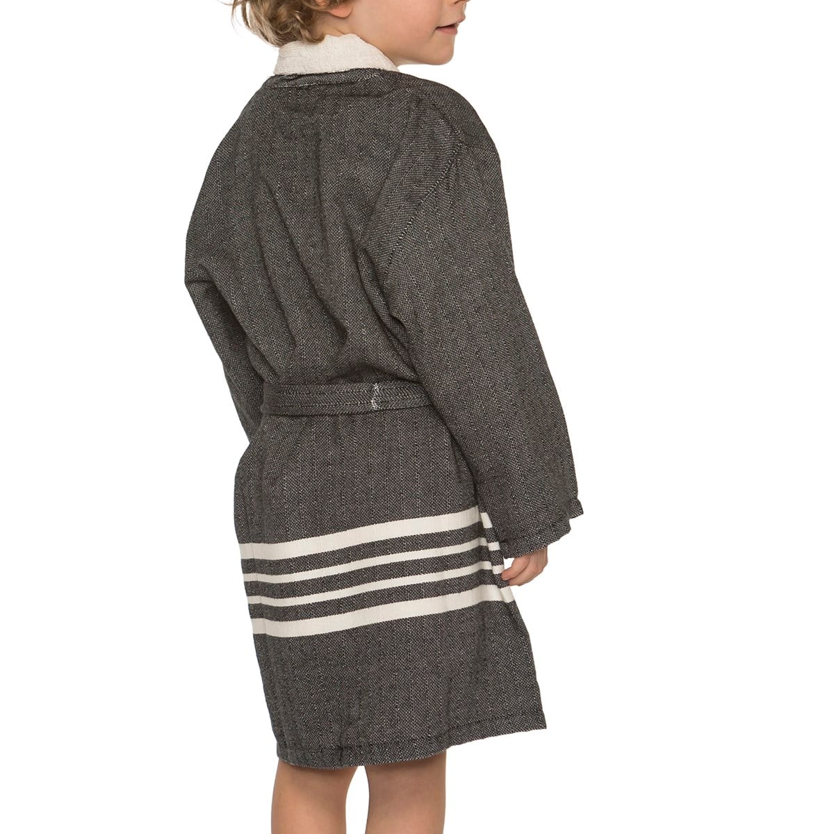 Krem Sultan with Terry Lining Kids Bathrobe Black