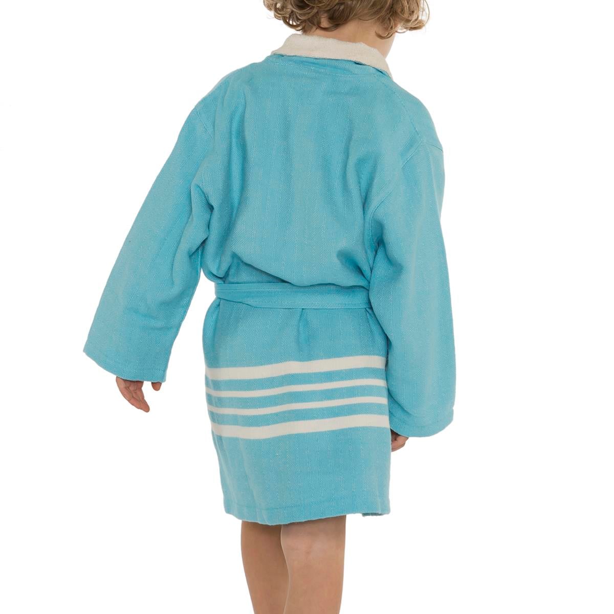 Krem Sultan with Terry Lining Kids Bathrobe Turquoise