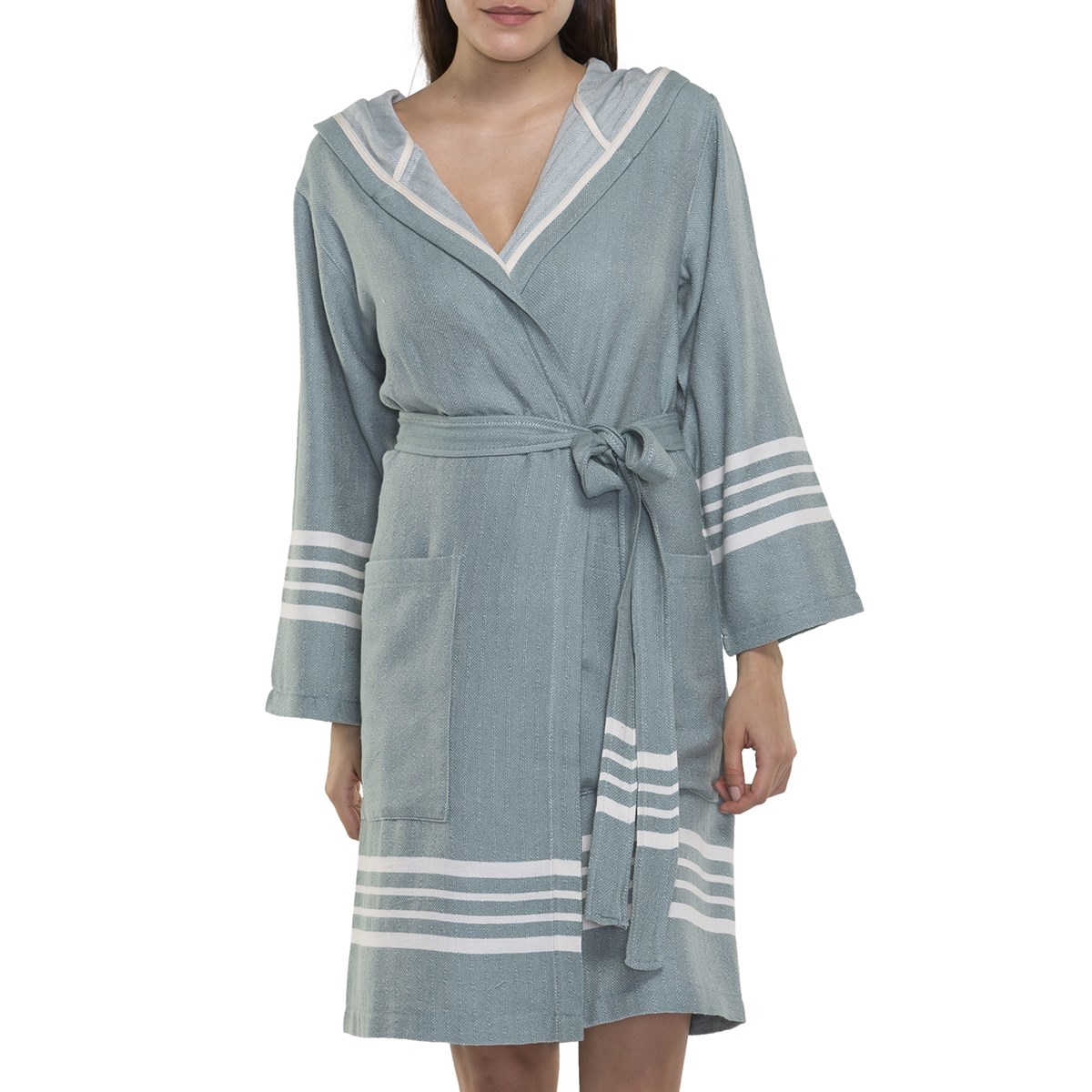 Krem Sultan Bathrobe with Hood Almond Green