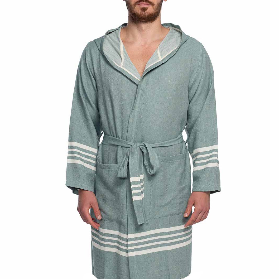 Krem Sultan Bathrobe with Hood Almond Green