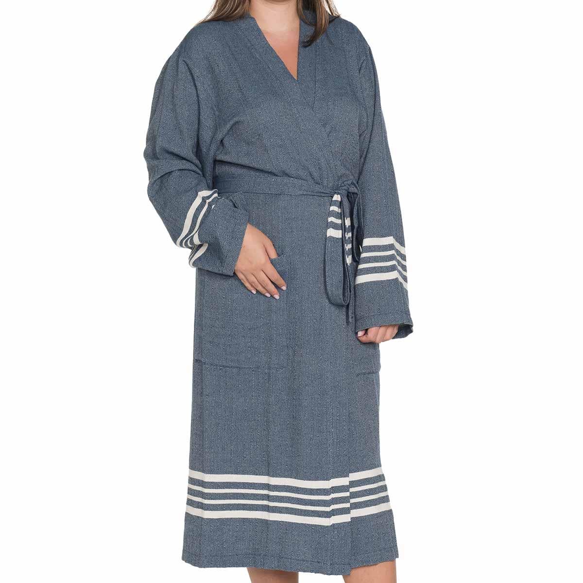Krem Sultan Bathrobe Kimono Navy