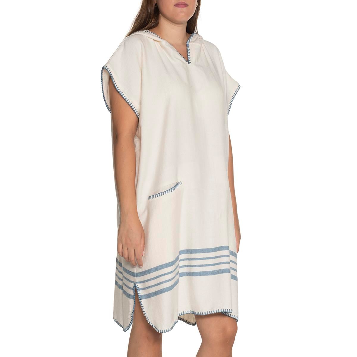 Krem Sultan Poncho Natural - Air Blue