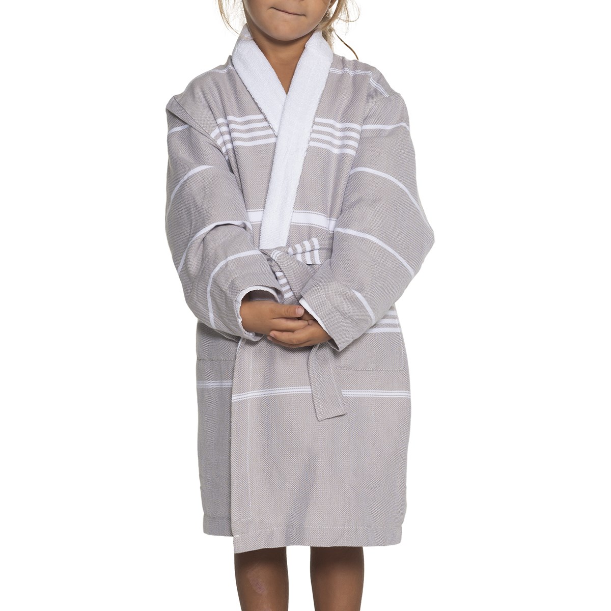 Leyla with Terry Lining Kids Bathrobe Taupe