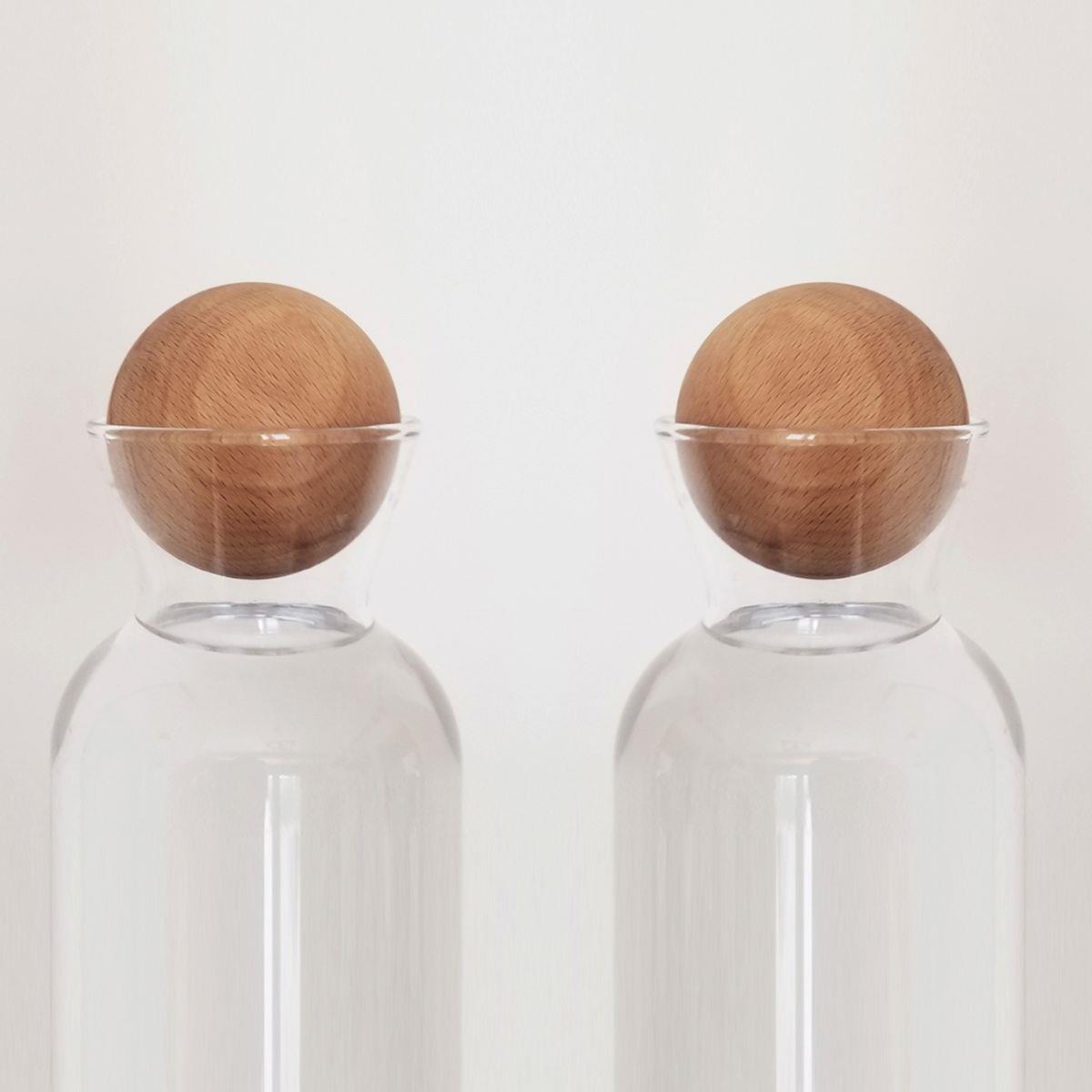 Solid Wood Sphere Karaf / Bottle / Jug Cover Home Accessories Natural