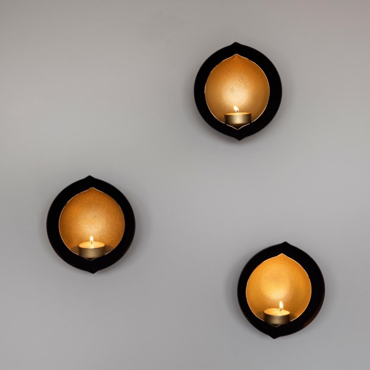 Candle Holder Sconce Home Accessories Black - Gold