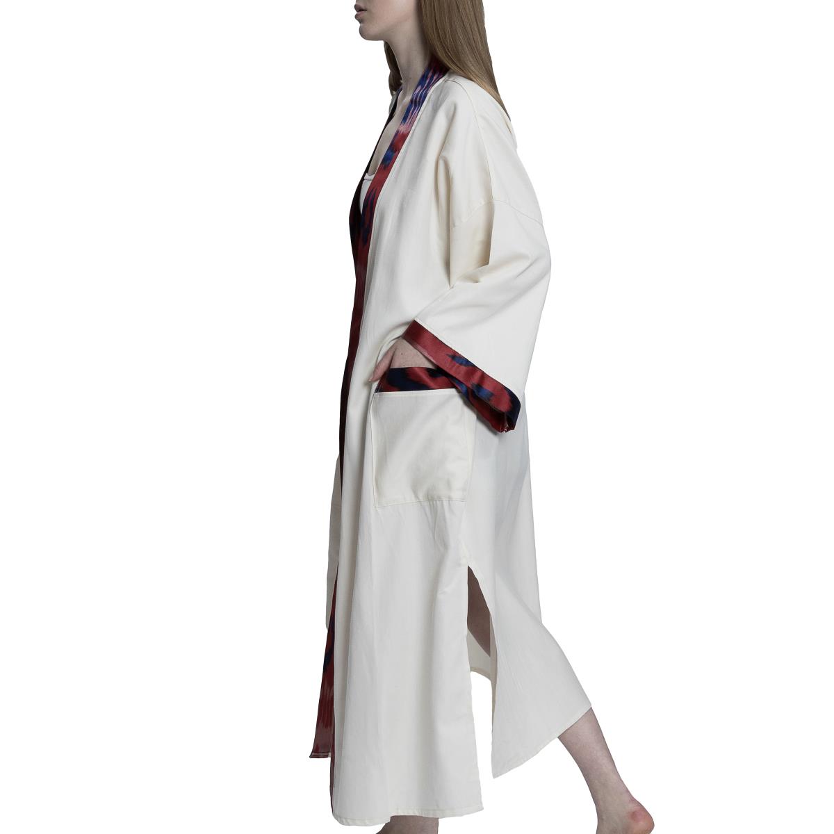 Satin Caftan Natural - Bordeaux