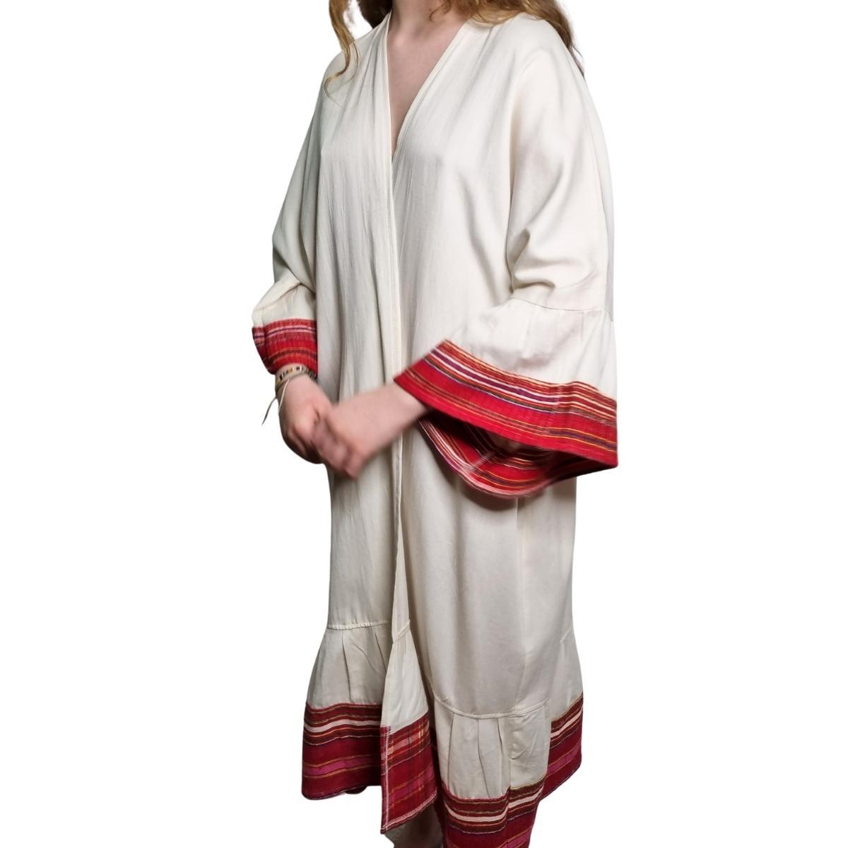 Satin Caftan Natural - Bordeaux