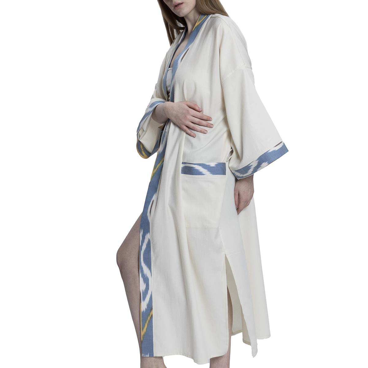 Satin Caftan Natural - Blue