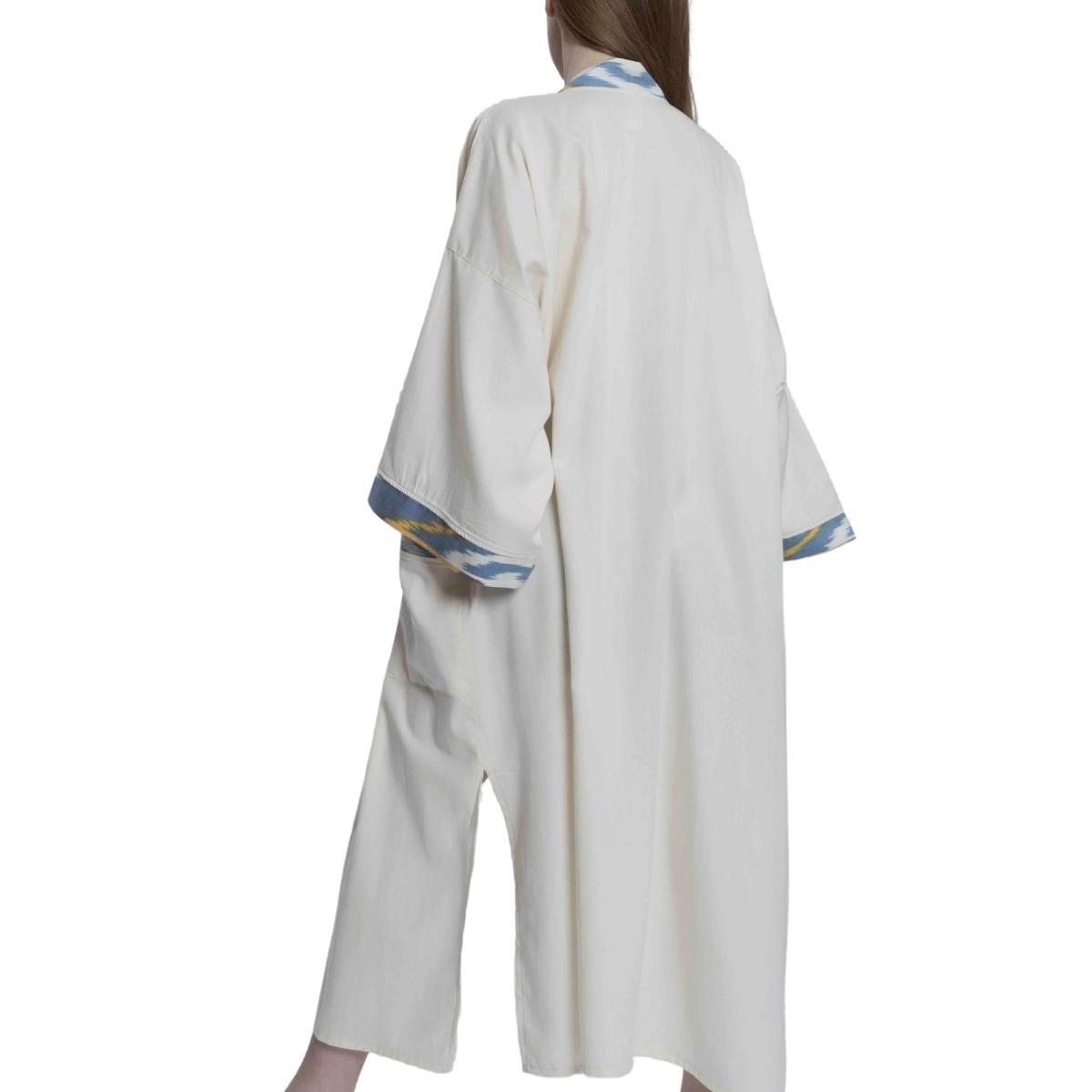 Satin Caftan Natural - Blue