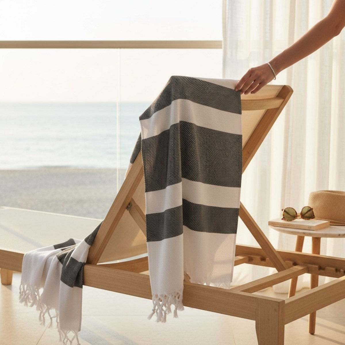 Soho Peshtemal White - Black