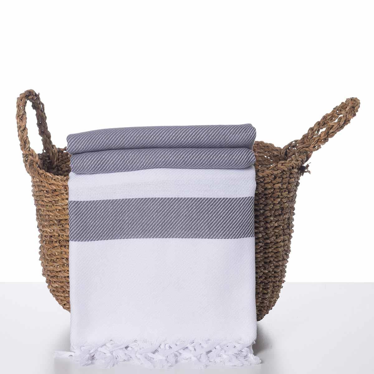 Soho Throw White - Dark Grey