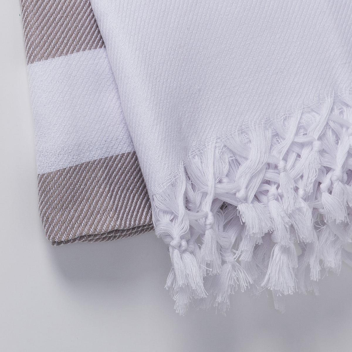 Soho Throw White - Taupe