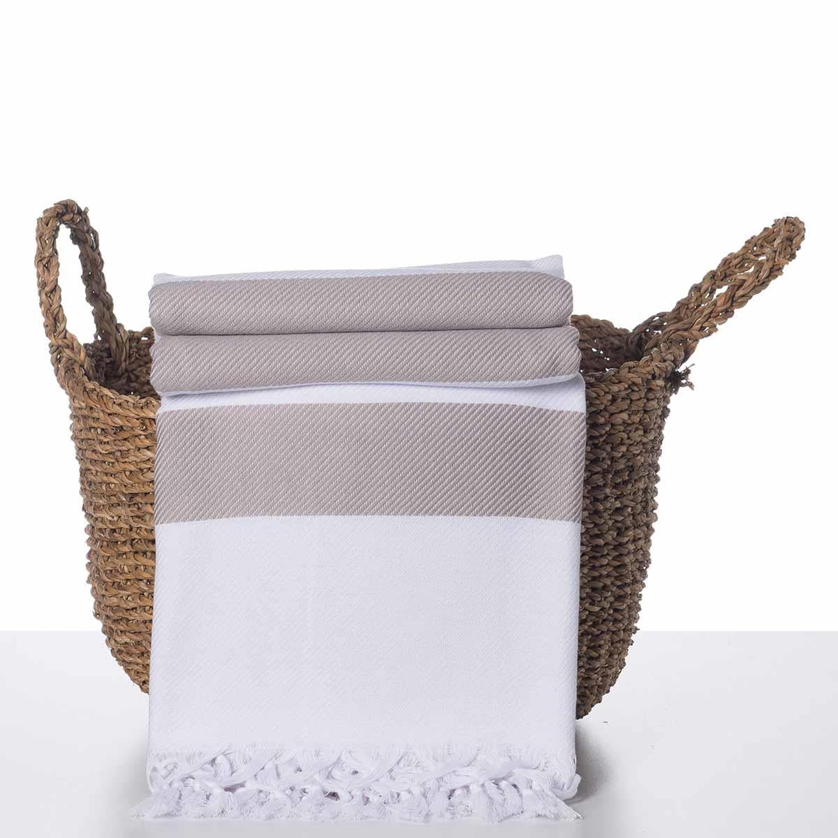 Soho Throw White - Taupe