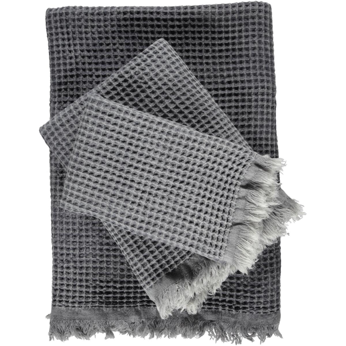 Stone Waffle Throw Dark Grey