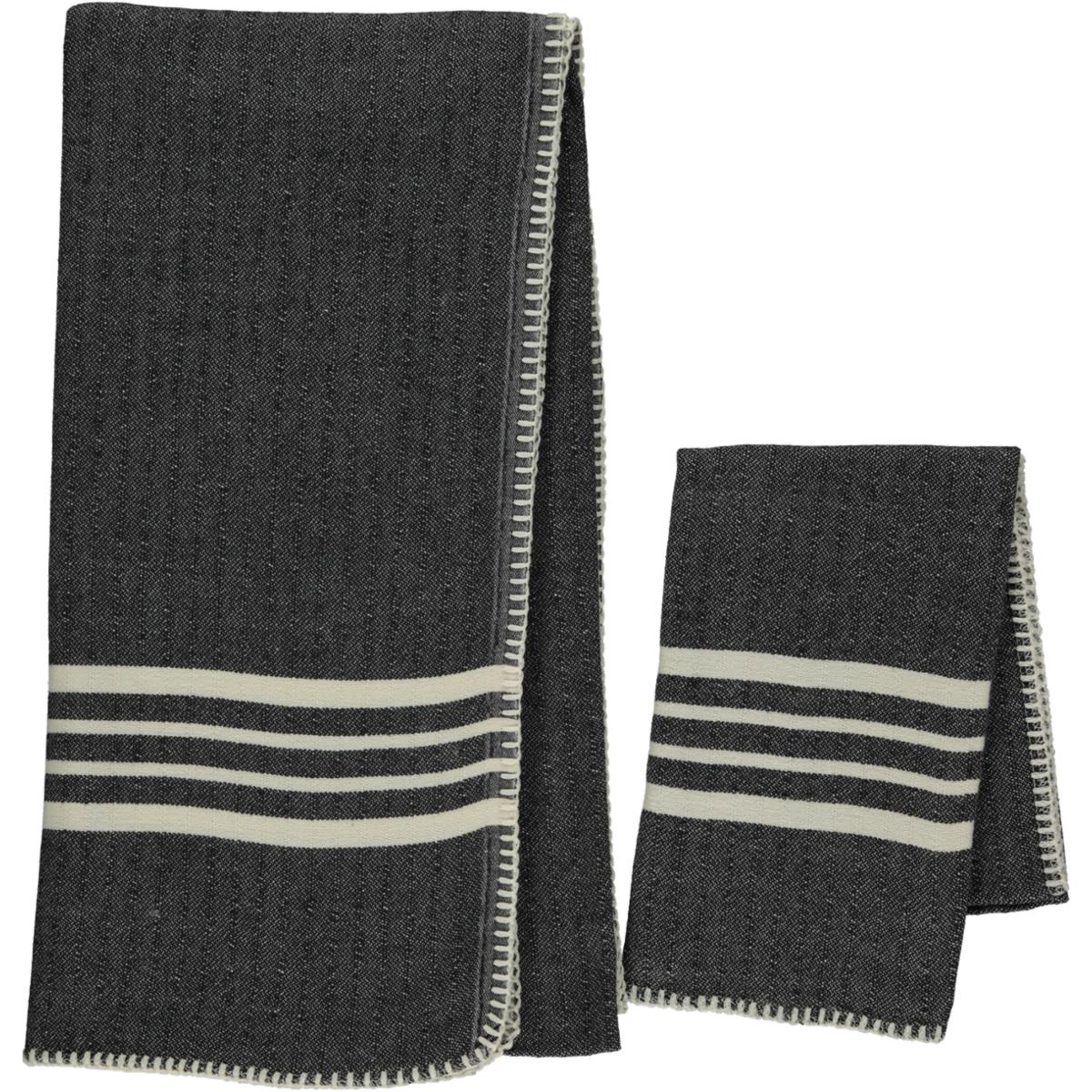 Sultan Stitched Peshtemal Black
