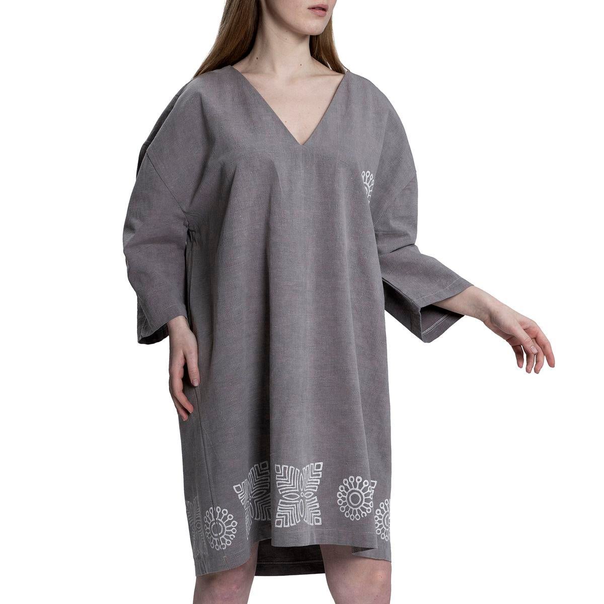 Stone Printed Dress Dark Grey