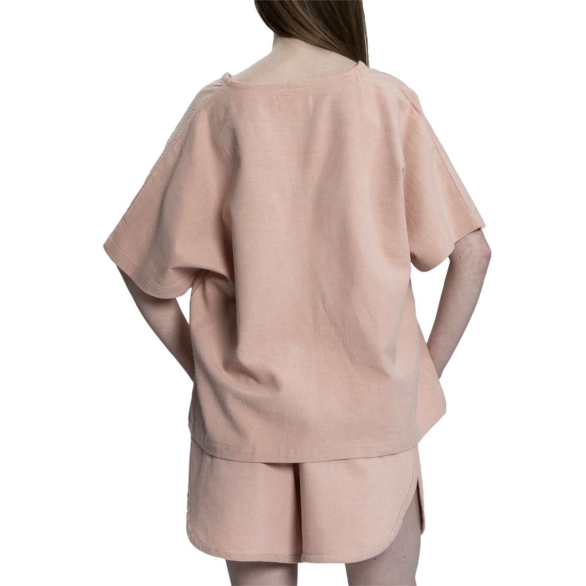 Stone Print Tasseled Blouse Rose Pink