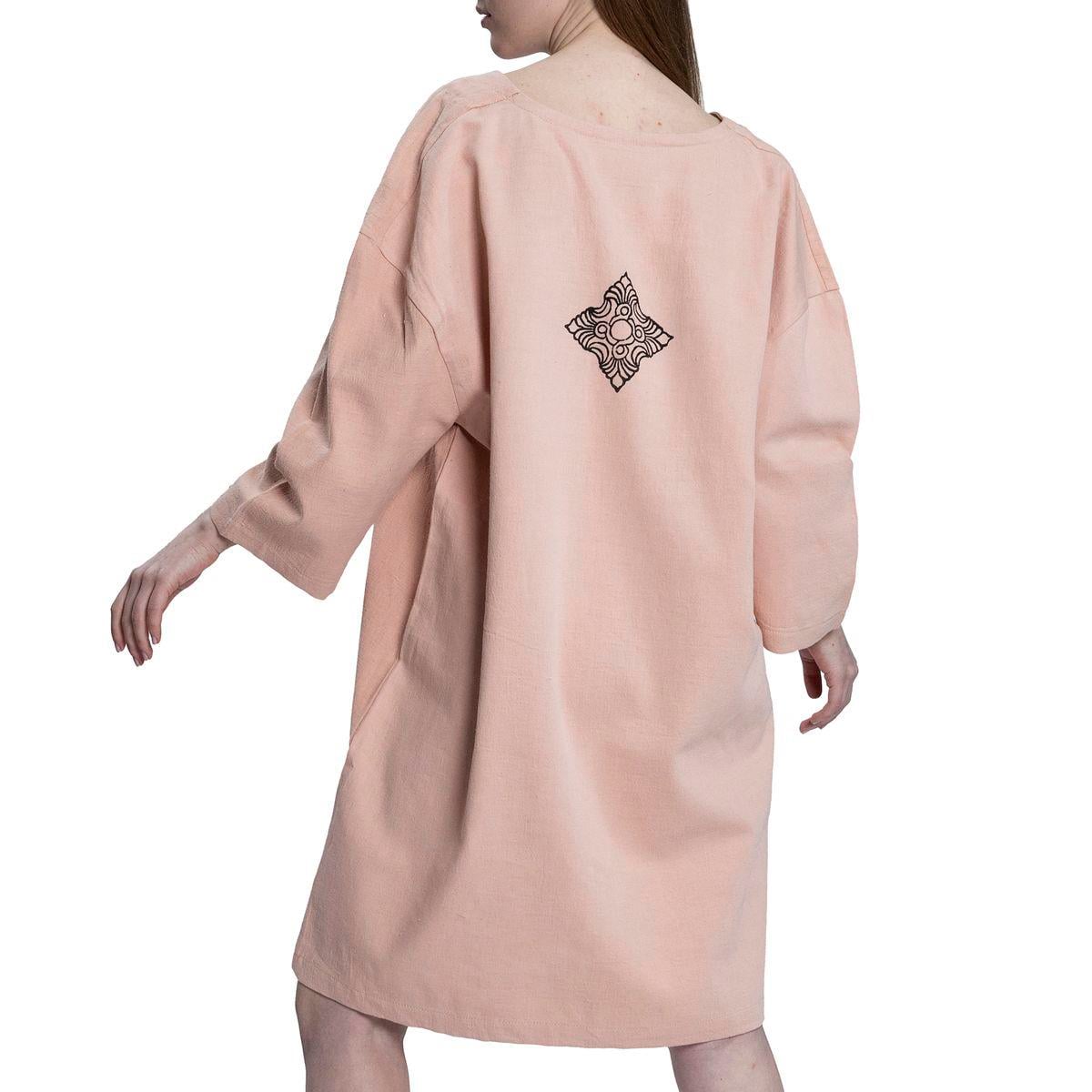 Stone Print Tasseled Dress Rose Pink