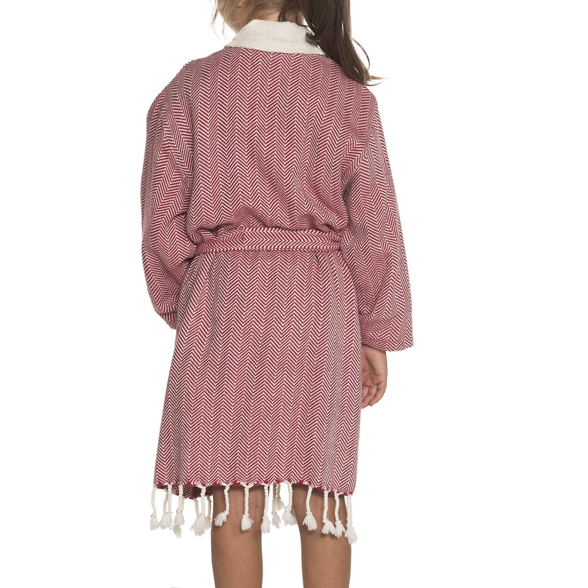 Zigzag Kids Bathrobe Bordeaux