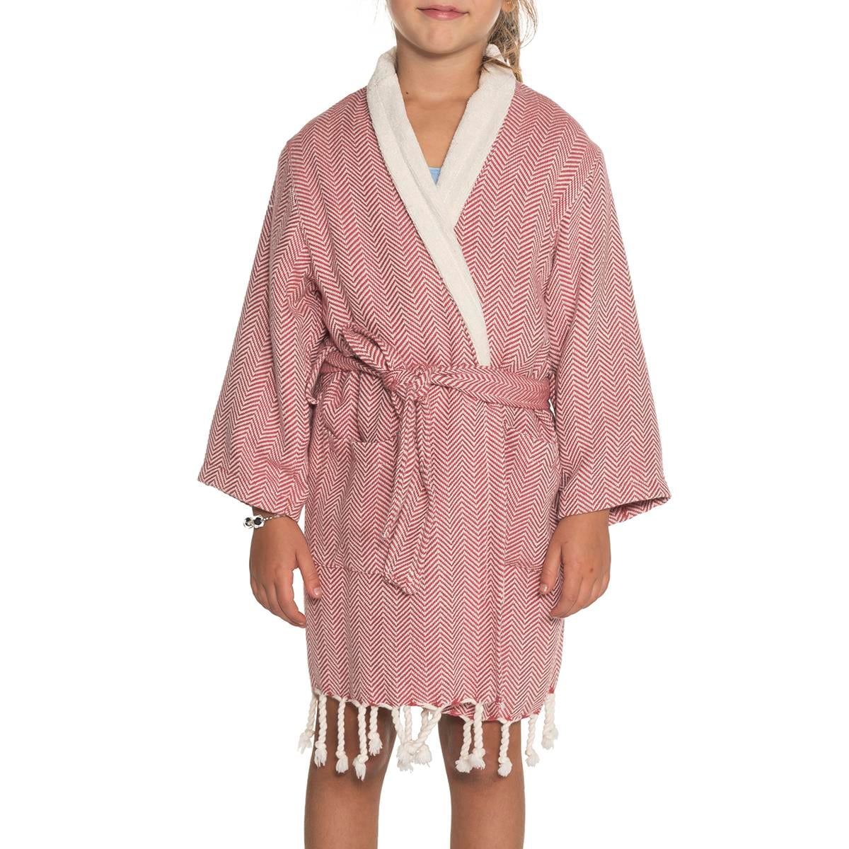 Zigzag Kids Bathrobe Dusty Rose
