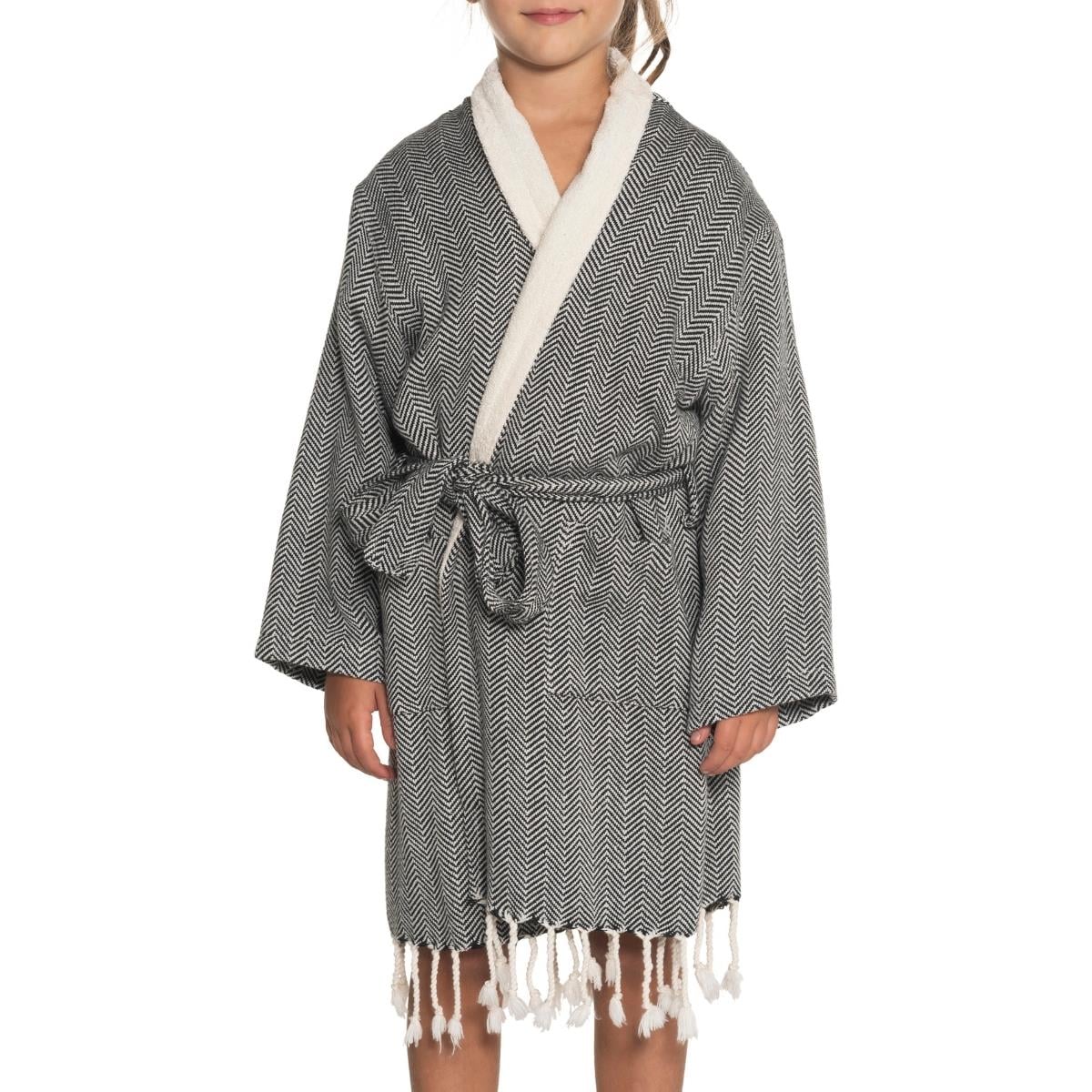 Zigzag Kids Bathrobe Black