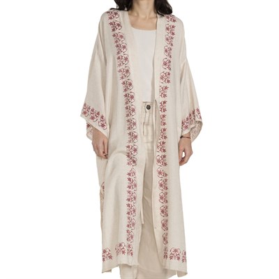 Asena Caftan Natural - Bordeaux