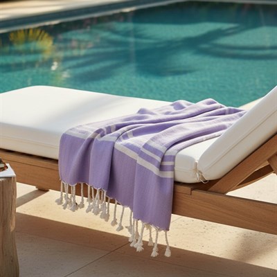 Bath & Beach Towel Krem Sultan Peştemal Koyu Lila