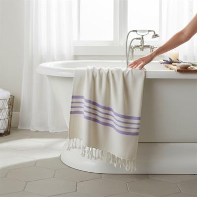 Bath & Beach Towel Krem Sultan Peshtemal Natural - Dark Lilac