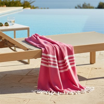 Bath & Beach Towel Krem Sultan Peştemal Fuşya