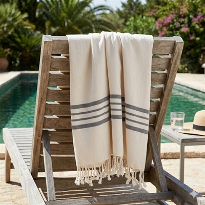 Bath & Beach Towel Krem Sultan Peshtemal Natural - Dark Grey