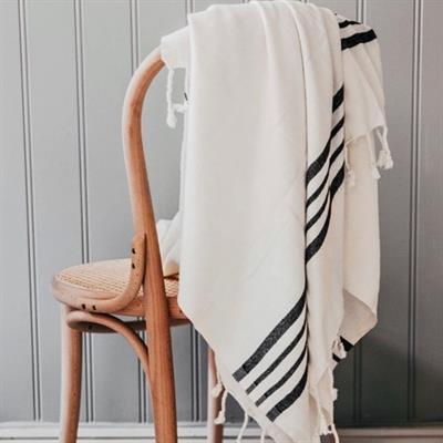 Bath & Beach Towel Krem Sultan Peshtemal Natural - Black