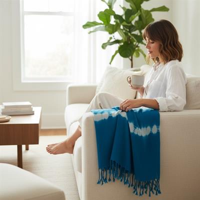 Tie Dye Peshtemal Petrol Blue