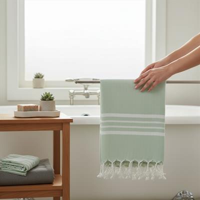 White Sultan Peshtemal Mint Green