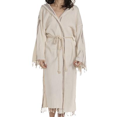 Buse Bathrobe with Hood Natural - Brown