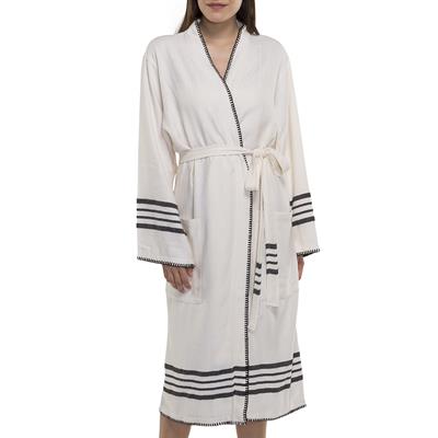Coban Sultan Bathrobe Kimono Natural - Black
