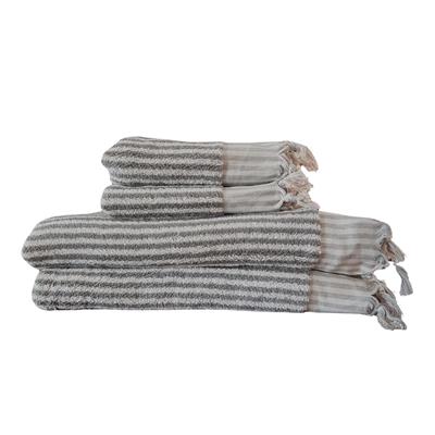 Vertically Striped Towel Natural - Taupe
