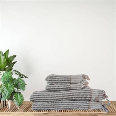 Vertically Striped Towel Natural - Taupe