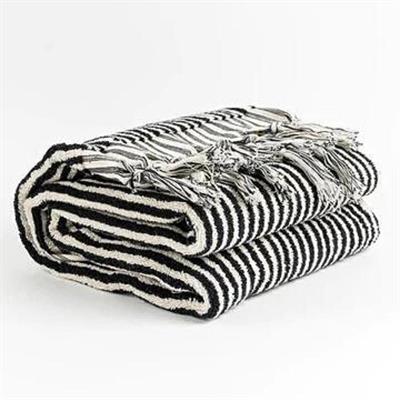 Vertically Striped Towel Natural - Black