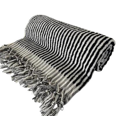 Vertically Striped Towel Natural - Black