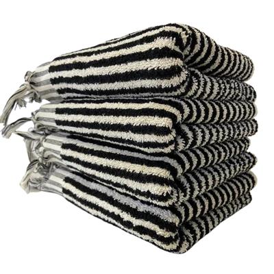 Vertically Striped Towel Natural - Black