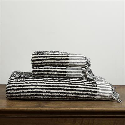 Vertically Striped Towel Natural - Black