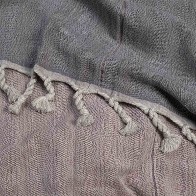 Double Peshtemal Dark Grey - Dusty Rose